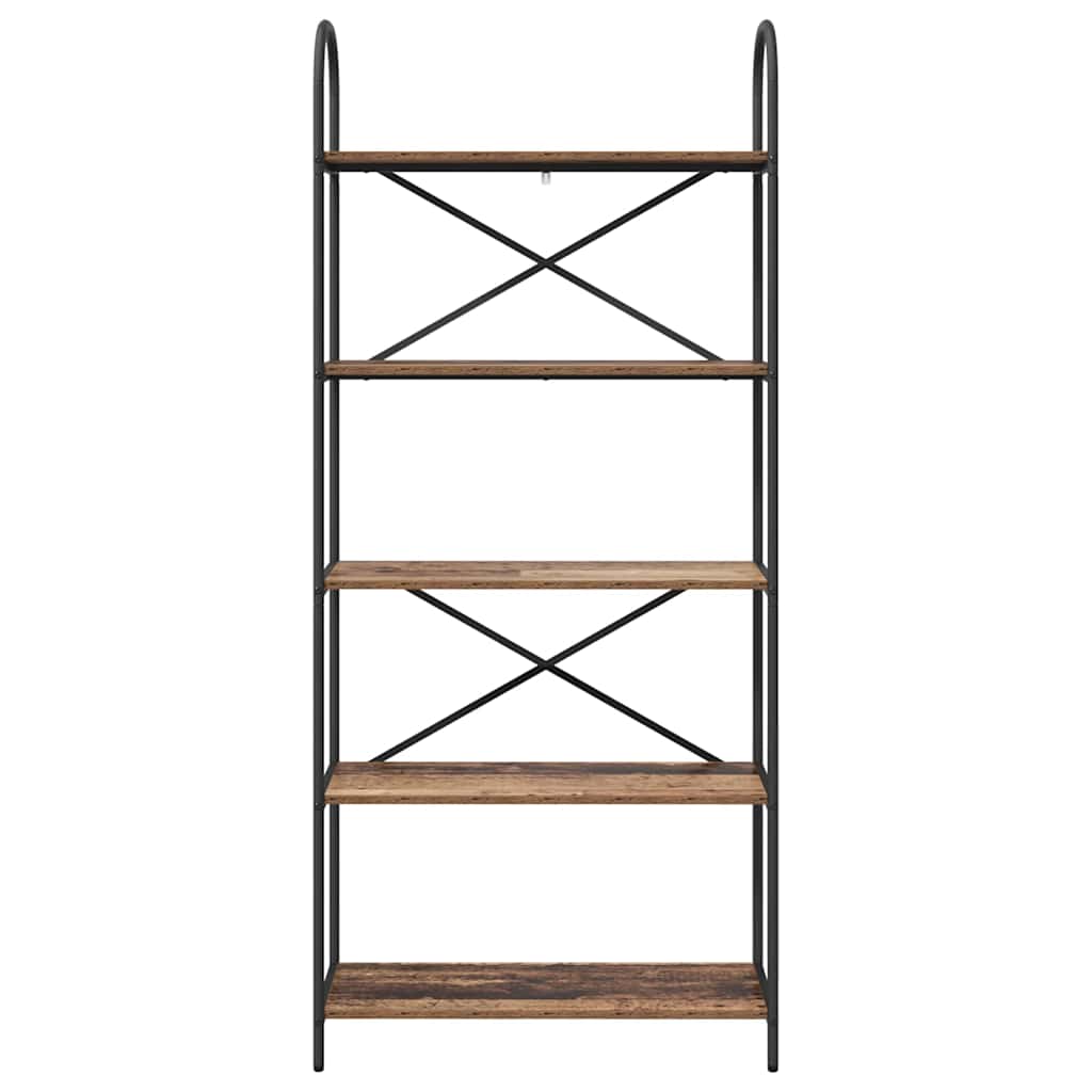 Bogreol 5 niveauer 80 x 30 x 183 cm Konstrueret træ Gammelt træ