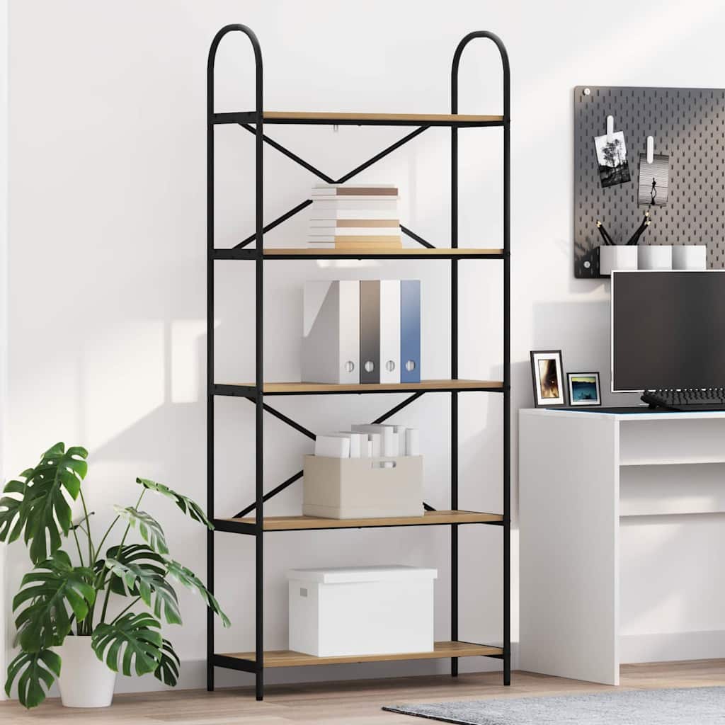 Bogreol 5 niveauer 80 x 30 x 183 cm Konstrueret træ