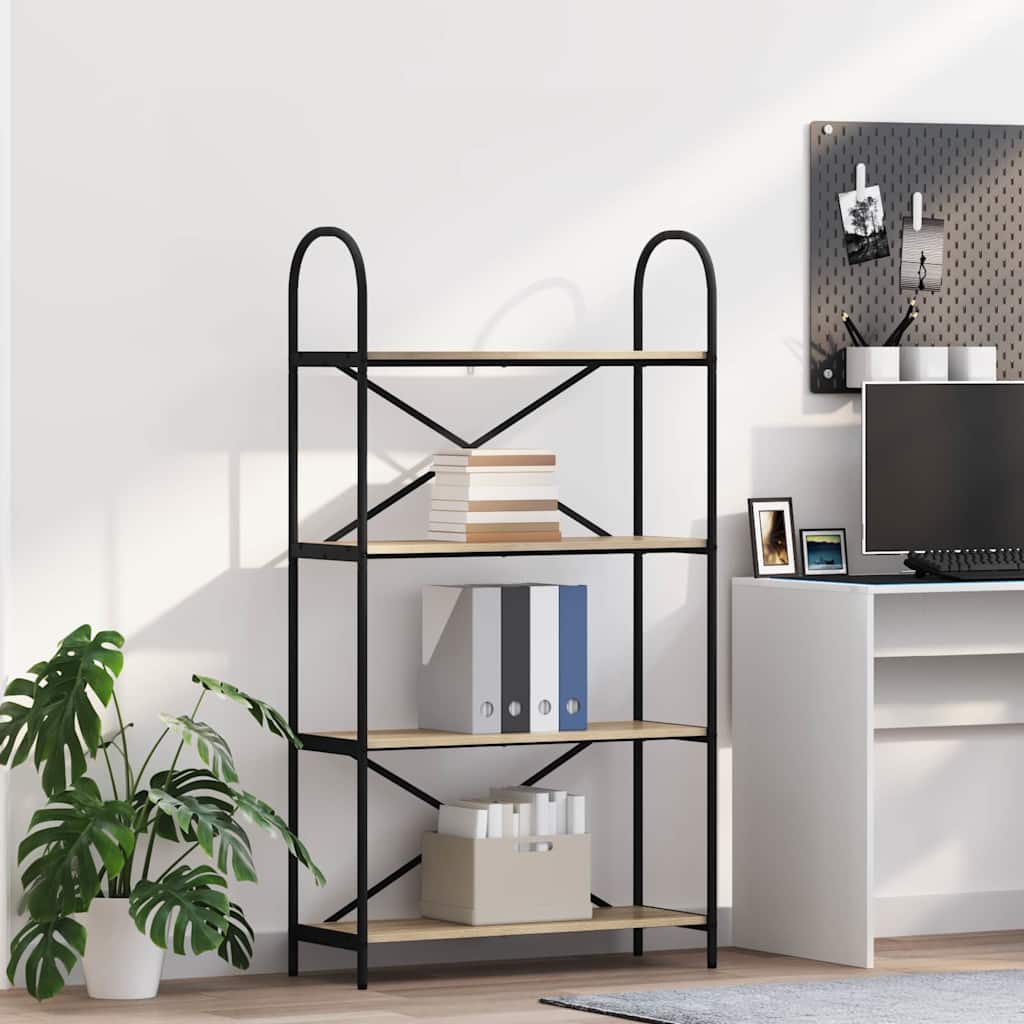 Bogreol 4 niveauer 80 x 30 x 146 cm Konstrueret træ Sonoma eg
