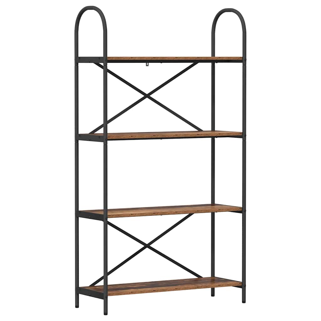 Bogreol 4 niveauer 80 x 30 x 146 cm Konstrueret træ Gammelt træ