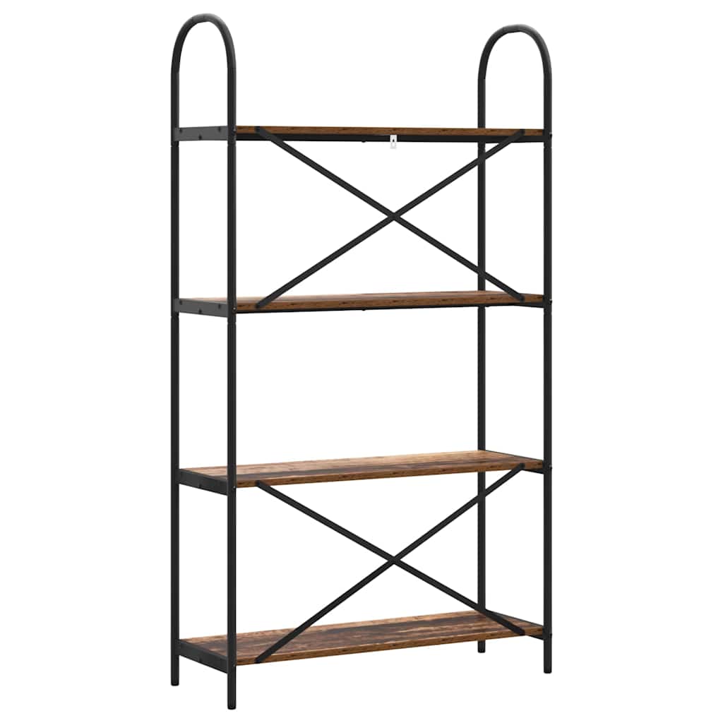 Bogreol 4 niveauer 80 x 30 x 146 cm Konstrueret træ Gammelt træ