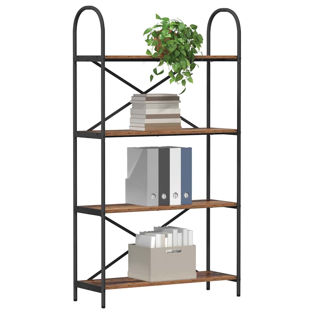 Bogreol 4 niveauer 80 x 30 x 146 cm Konstrueret træ Gammelt træ