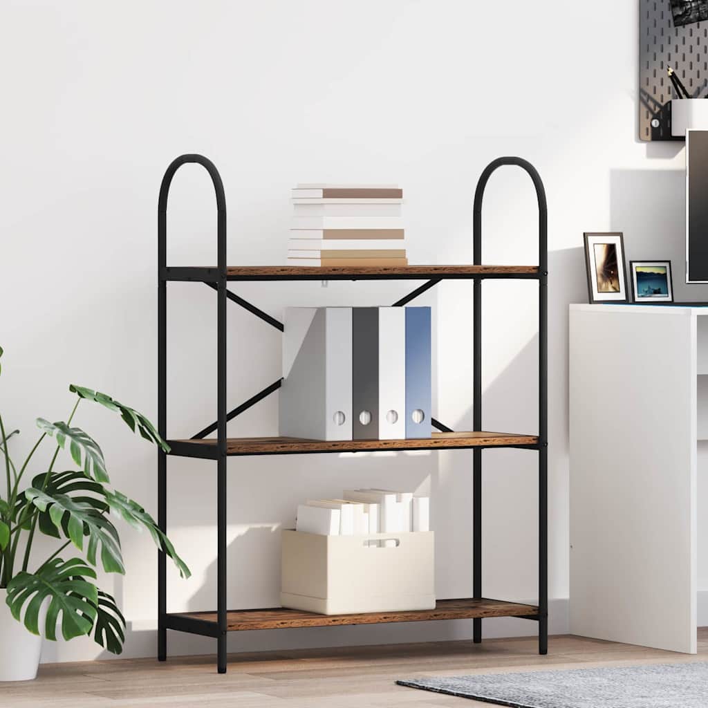 Bogreol 3 niveauer 80 x 30 x 109 cm Konstrueret træ Gammelt træ