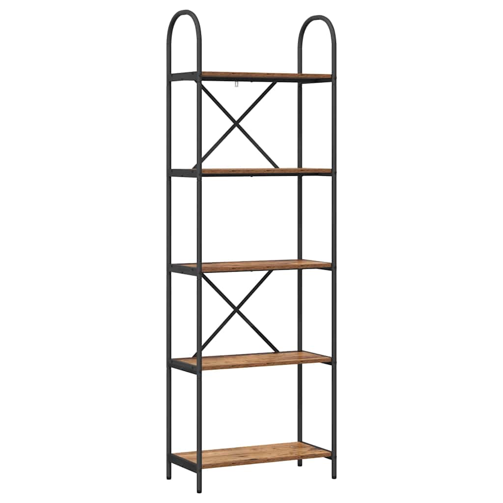 Bogreol 5 niveauer 60 x 30 x 183 cm Konstrueret træ Gammelt træ