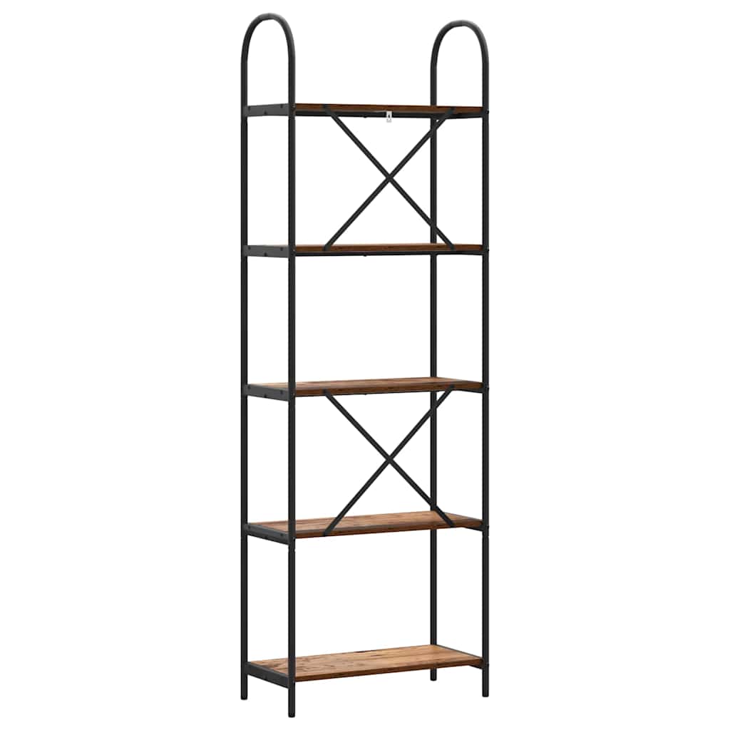 Bogreol 5 niveauer 60 x 30 x 183 cm Konstrueret træ Gammelt træ
