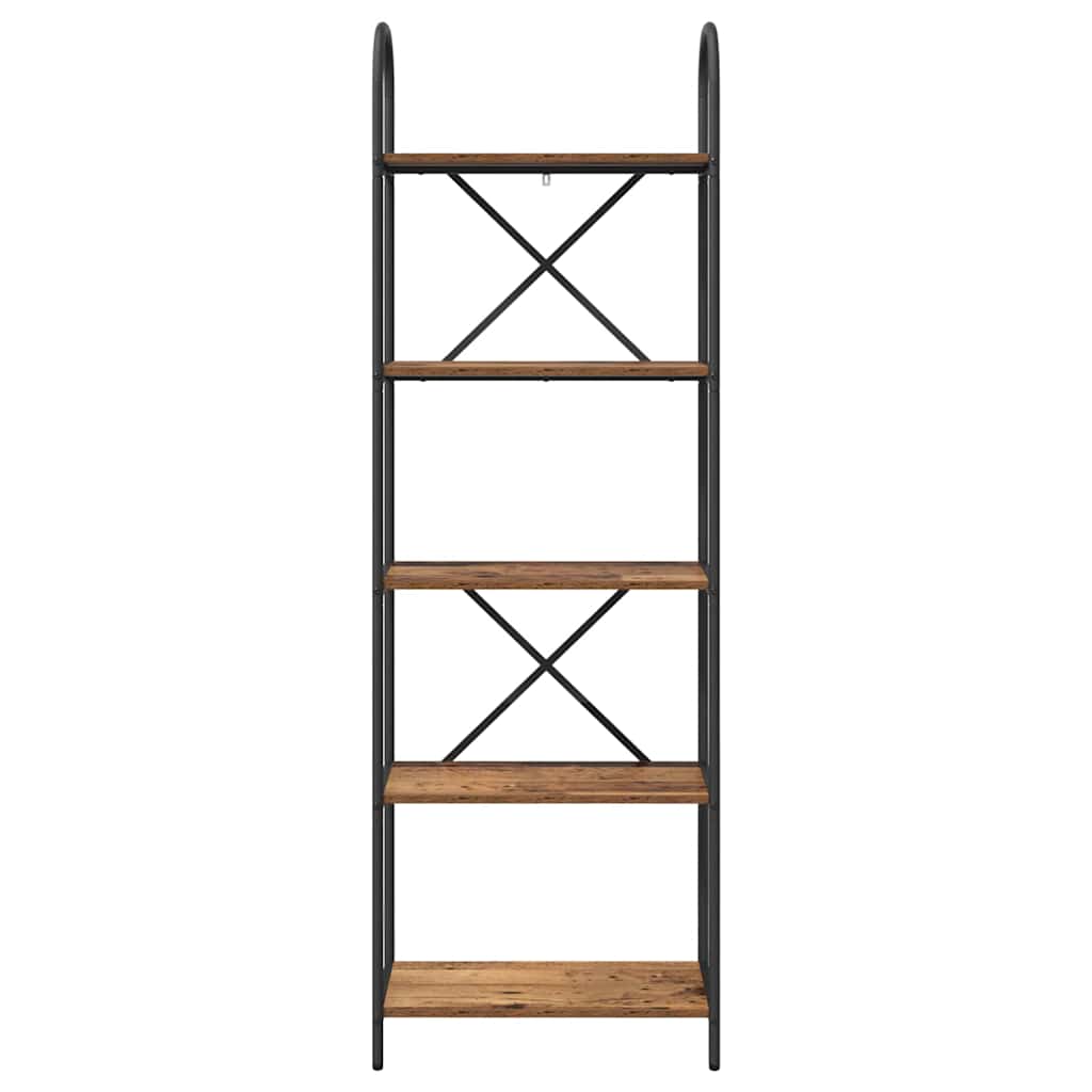 Bogreol 5 niveauer 60 x 30 x 183 cm Konstrueret træ Gammelt træ