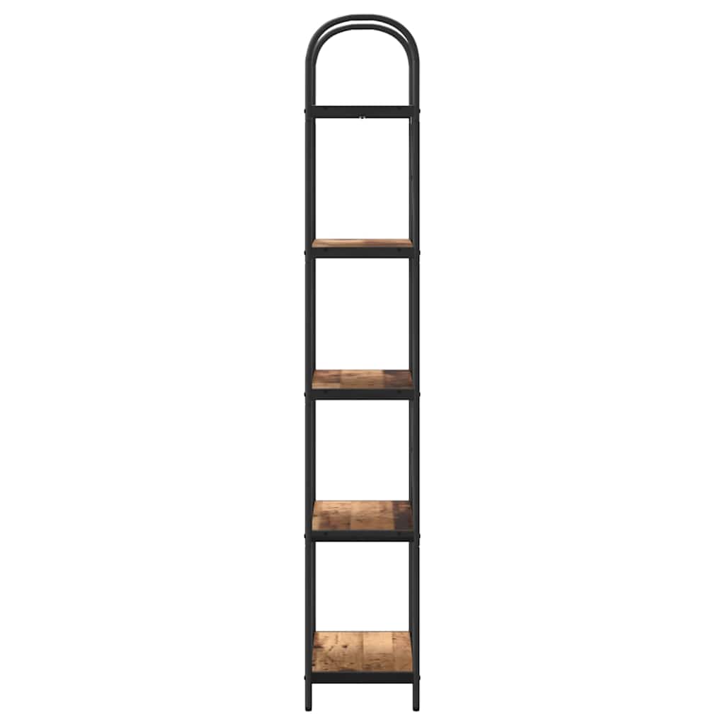 Bogreol 5 niveauer 60 x 30 x 183 cm Konstrueret træ Gammelt træ
