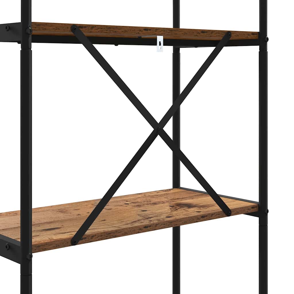 Bogreol 4 niveauer 60 x 30 x 146 cm Konstrueret træ Gammelt træ