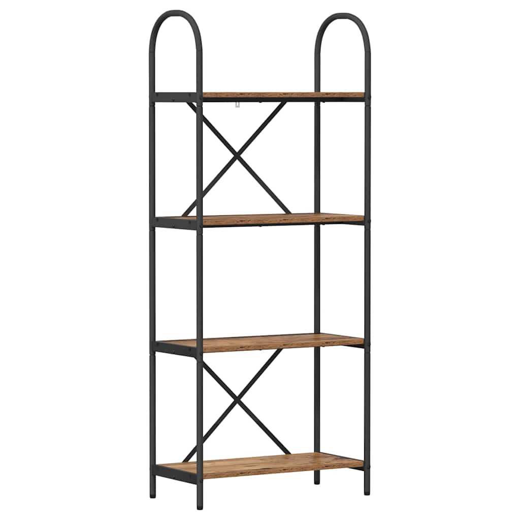 Bogreol 4 niveauer 60 x 30 x 146 cm Konstrueret træ Gammelt træ