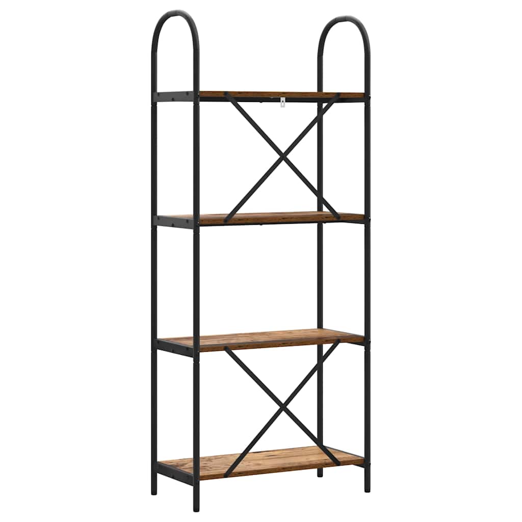 Bogreol 4 niveauer 60 x 30 x 146 cm Konstrueret træ Gammelt træ