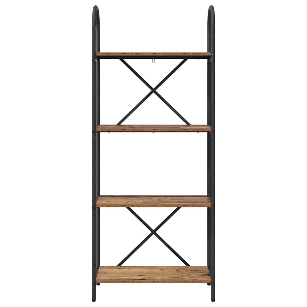 Bogreol 4 niveauer 60 x 30 x 146 cm Konstrueret træ Gammelt træ