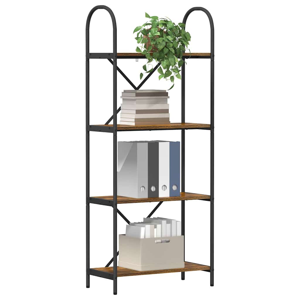 Bogreol 4 niveauer 60 x 30 x 146 cm Konstrueret træ Gammelt træ