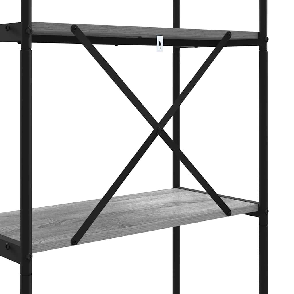 Bogreol 3 niveauer 60 x 30 x 109 cm Konstrueret træ Grå Sonoma