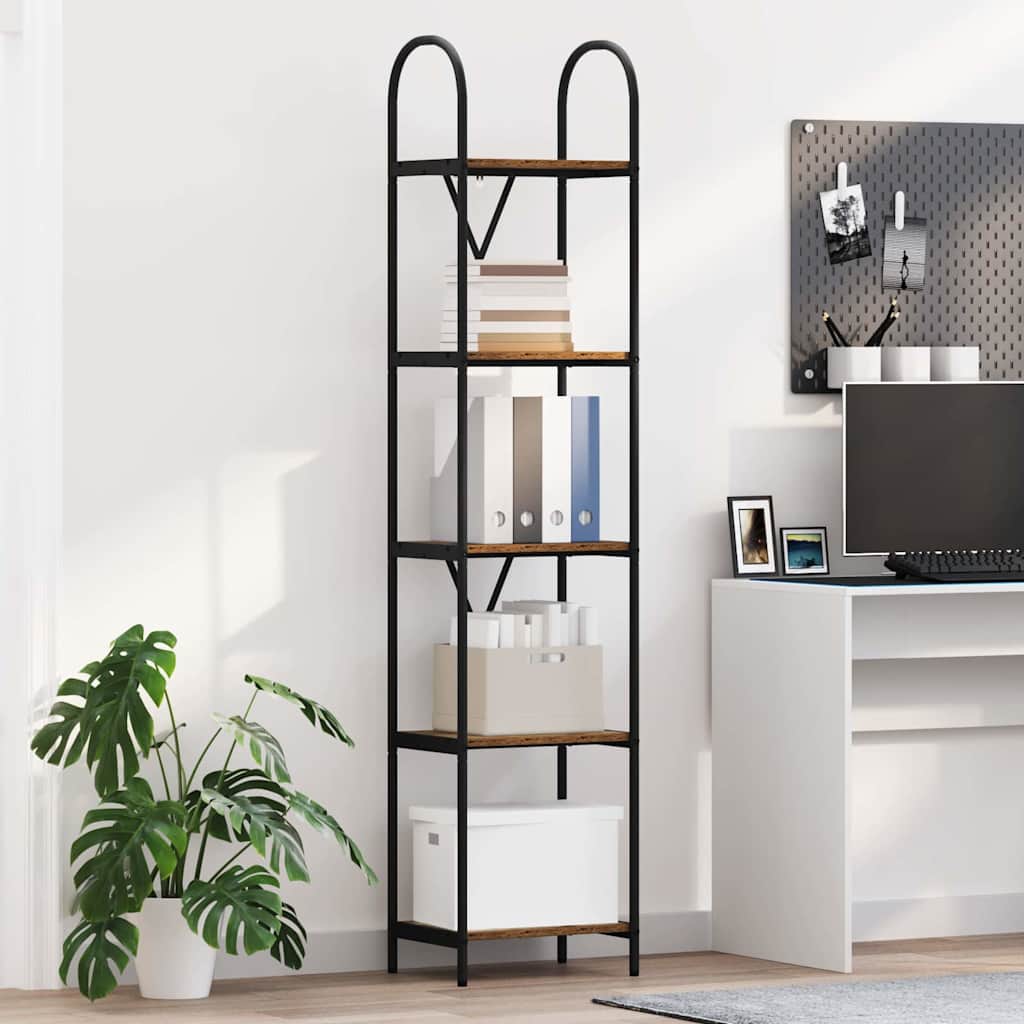 Bogreol 5 niveauer 40 x 30 x 183 cm Konstrueret træ Gammelt træ