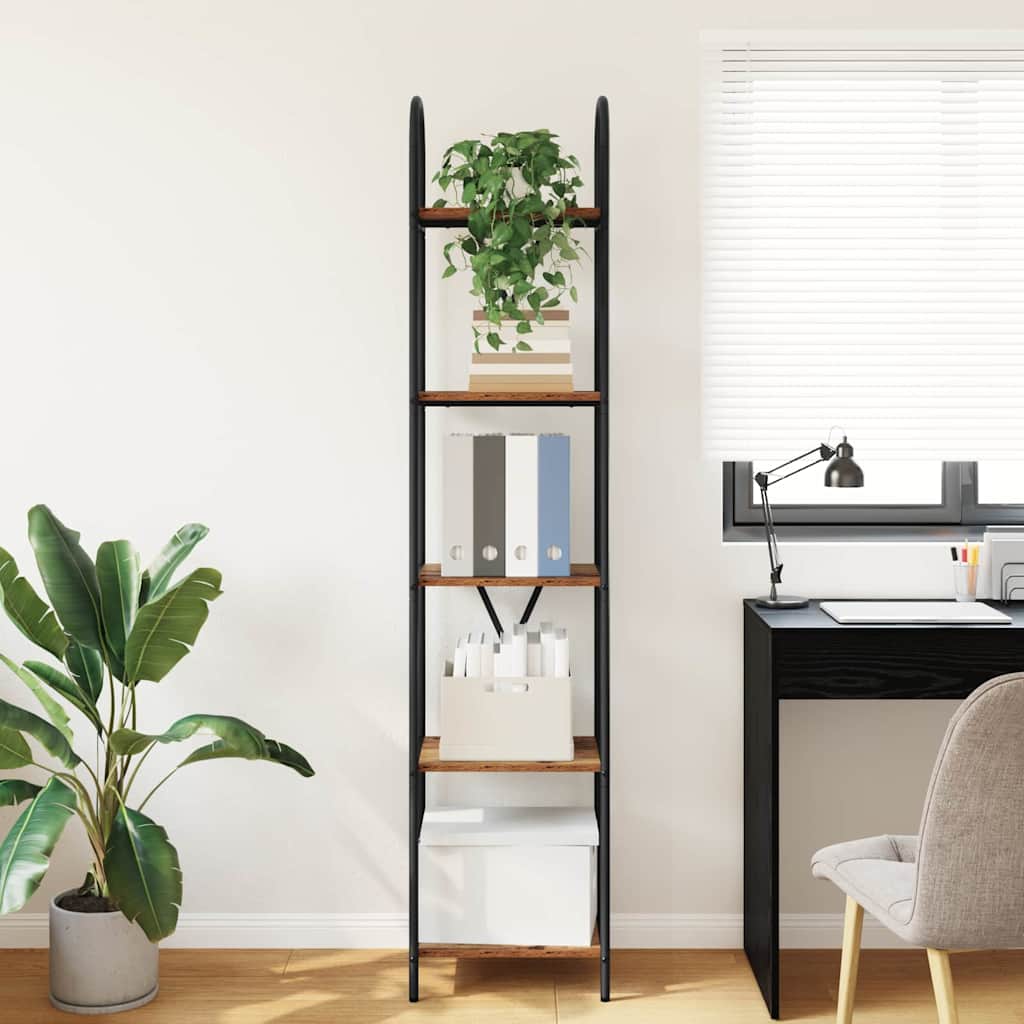 Bogreol 5 niveauer 40 x 30 x 183 cm Konstrueret træ Gammelt træ