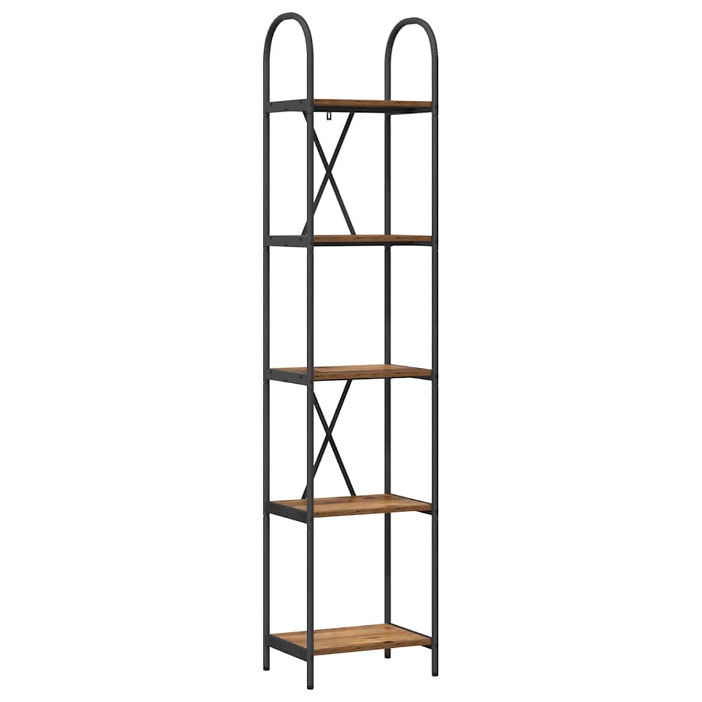 Bogreol 5 niveauer 40 x 30 x 183 cm Konstrueret træ Gammelt træ