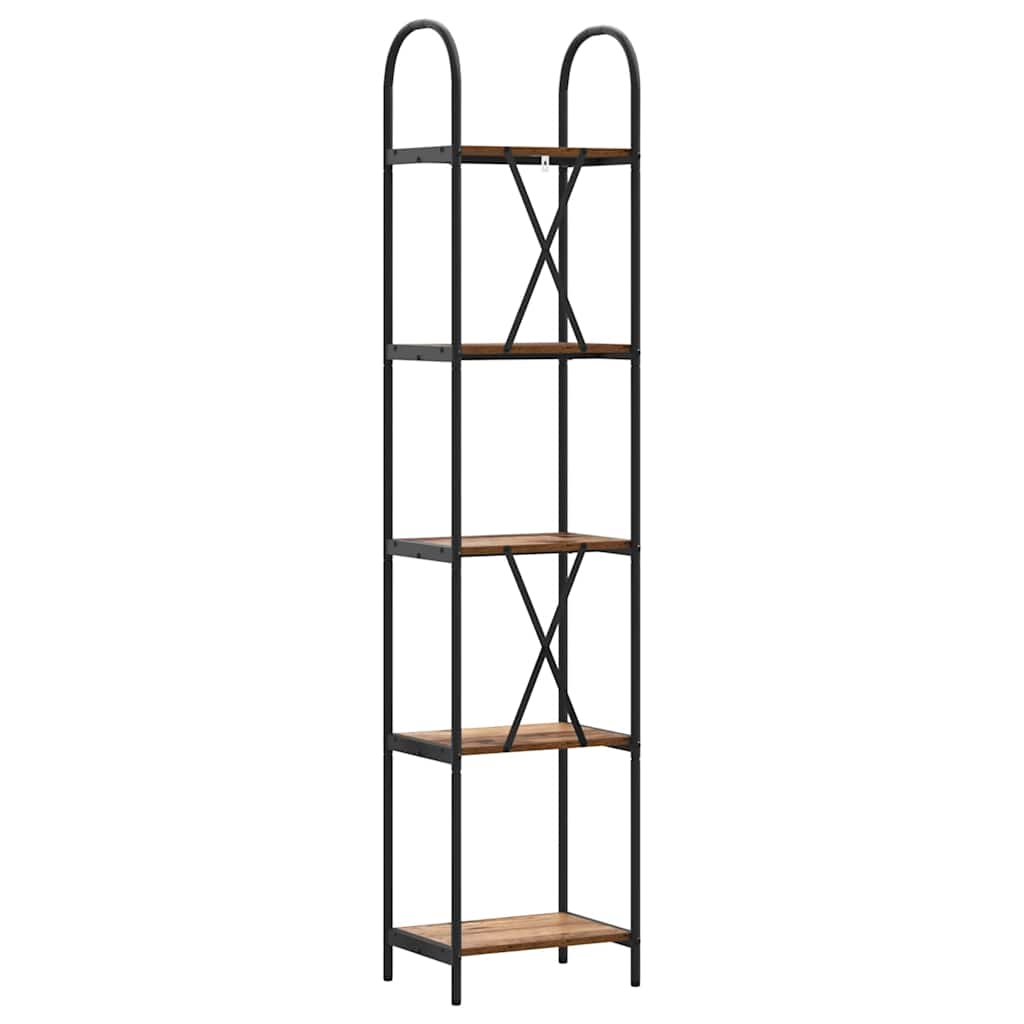 Bogreol 5 niveauer 40 x 30 x 183 cm Konstrueret træ Gammelt træ