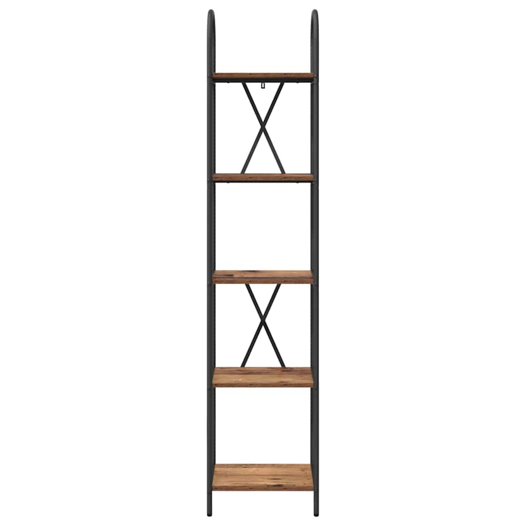 Bogreol 5 niveauer 40 x 30 x 183 cm Konstrueret træ Gammelt træ