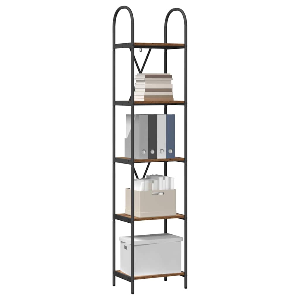 Bogreol 5 niveauer 40 x 30 x 183 cm Konstrueret træ Gammelt træ