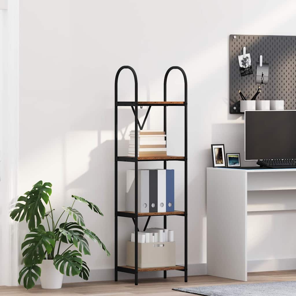 Bogreol 4 niveauer 40 x 30 x 146 cm Konstrueret træ Gammelt træ