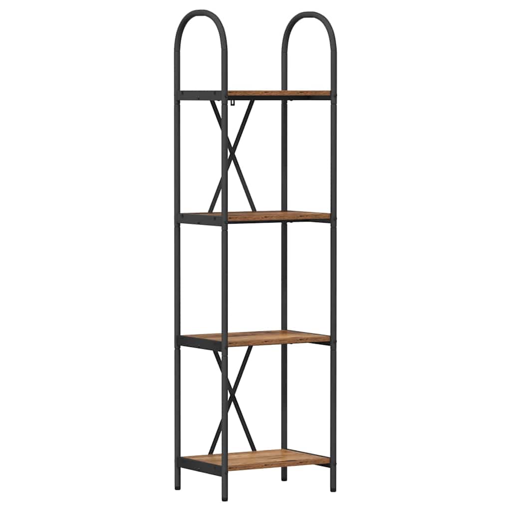 Bogreol 4 niveauer 40 x 30 x 146 cm Konstrueret træ Gammelt træ