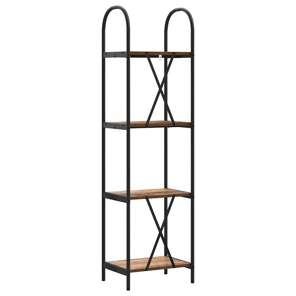 Bogreol 4 niveauer 40 x 30 x 146 cm Konstrueret træ Gammelt træ
