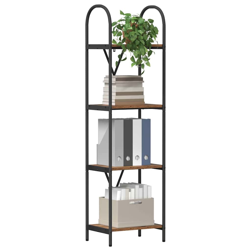 Bogreol 4 niveauer 40 x 30 x 146 cm Konstrueret træ Gammelt træ
