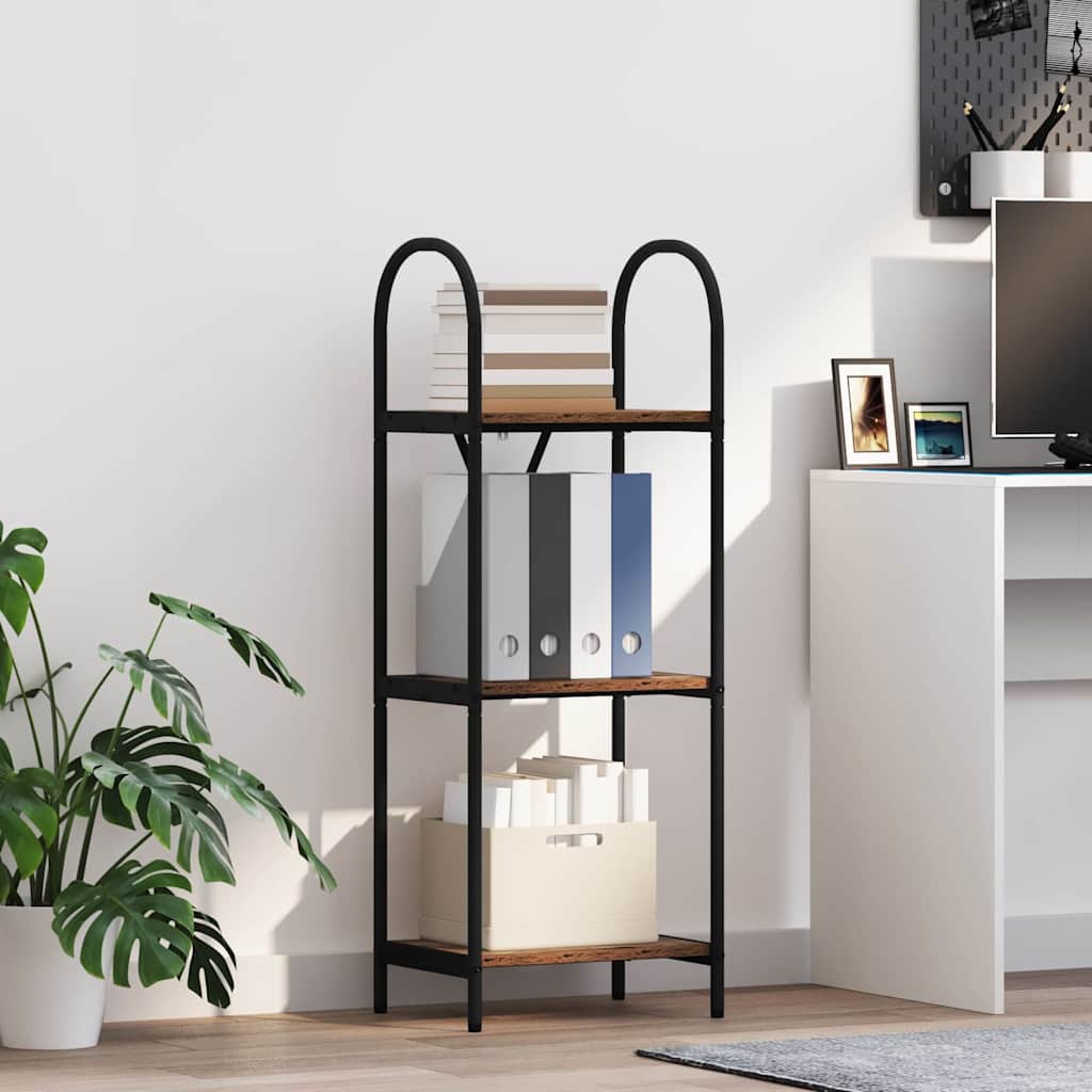 Bogreol 3 niveauer 40 x 30 x 109 cm Konstrueret træ Gammelt træ