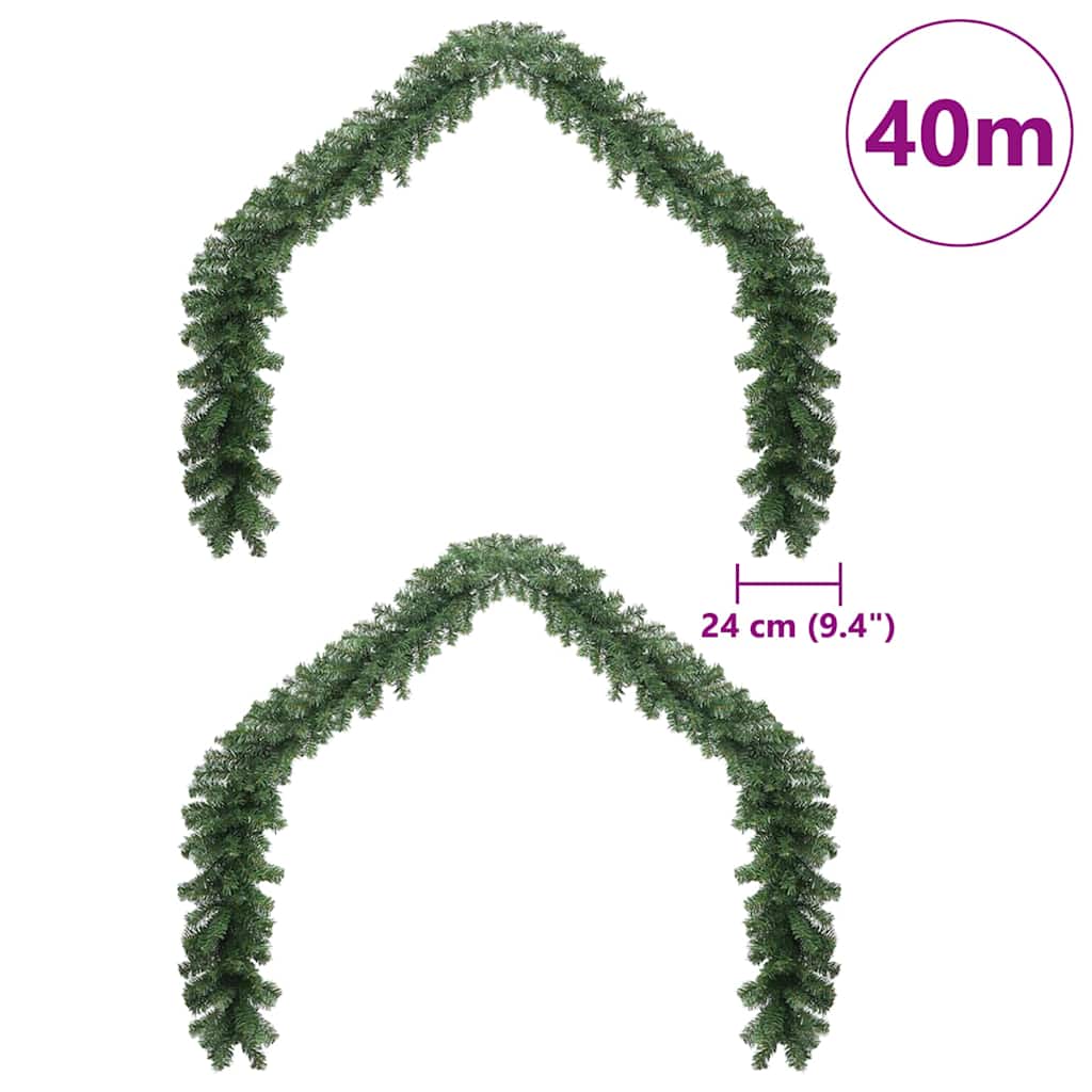 Julekrans 2 stk. 600 LED'er Grøn 20 m PVC