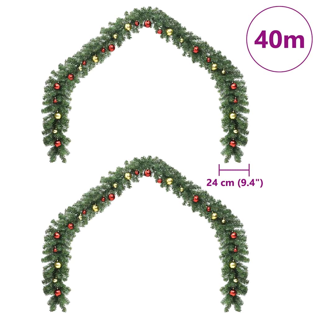 Julekrans 2 stk. 600 LED'er Grøn 20 m PVC