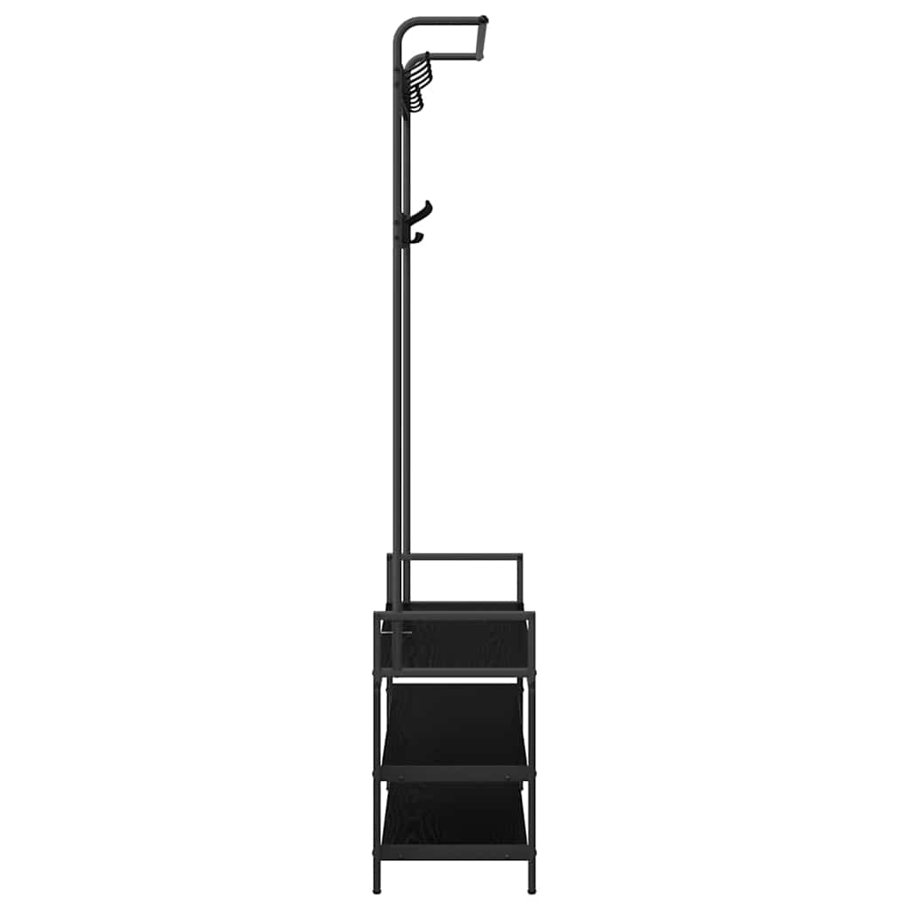 Jakkeholder med hylde Sort eg 95 x 34 x 184 cm Konstrueret træ