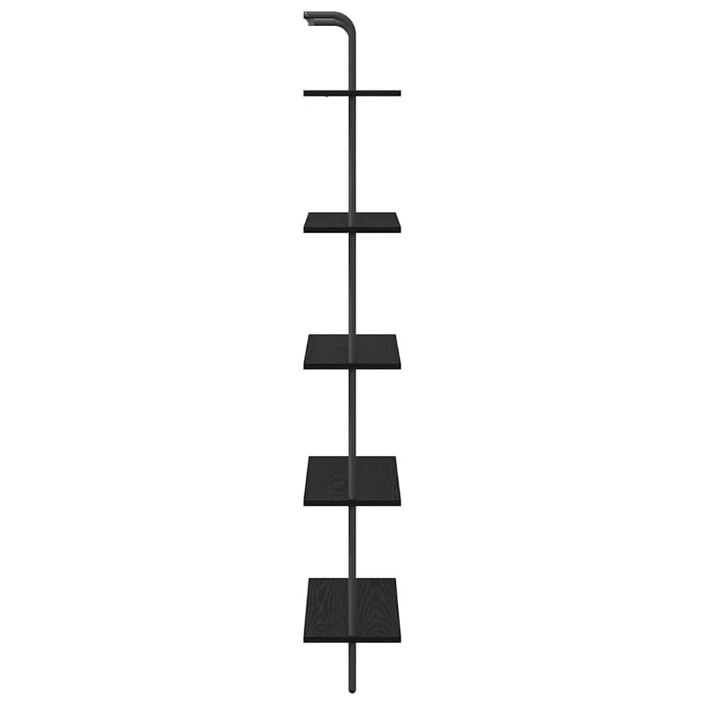 Bogreol 5 niveauer 60 x 24 x 168 cm Konstrueret træ Sort eg