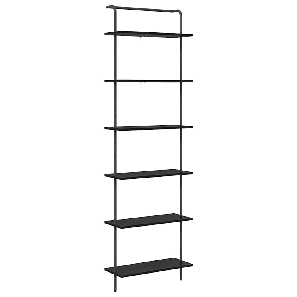 Bogreol 6 niveauer 60 x 24 x 203 cm Konstrueret træ Sort eg