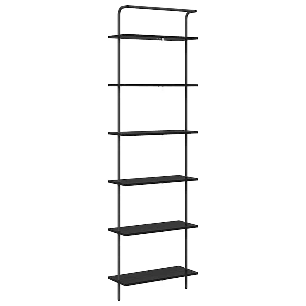Bogreol 6 niveauer 60 x 24 x 203 cm Konstrueret træ Sort eg
