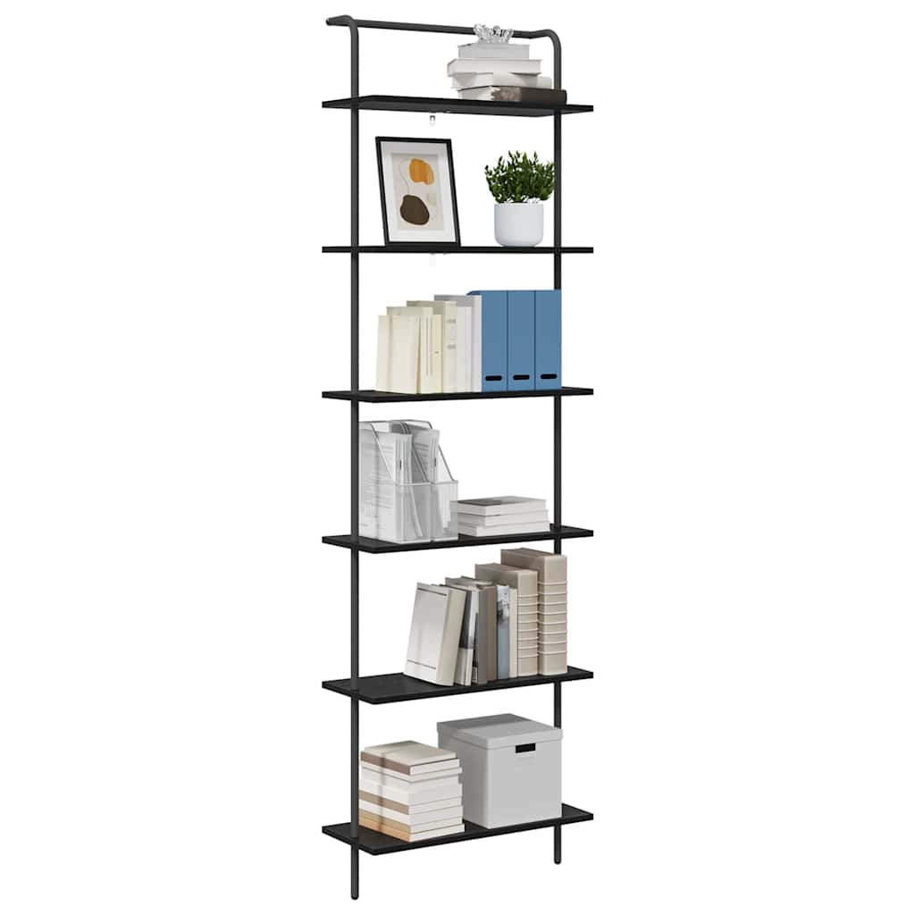 Bogreol 6 niveauer 60 x 24 x 203 cm Konstrueret træ Sort eg