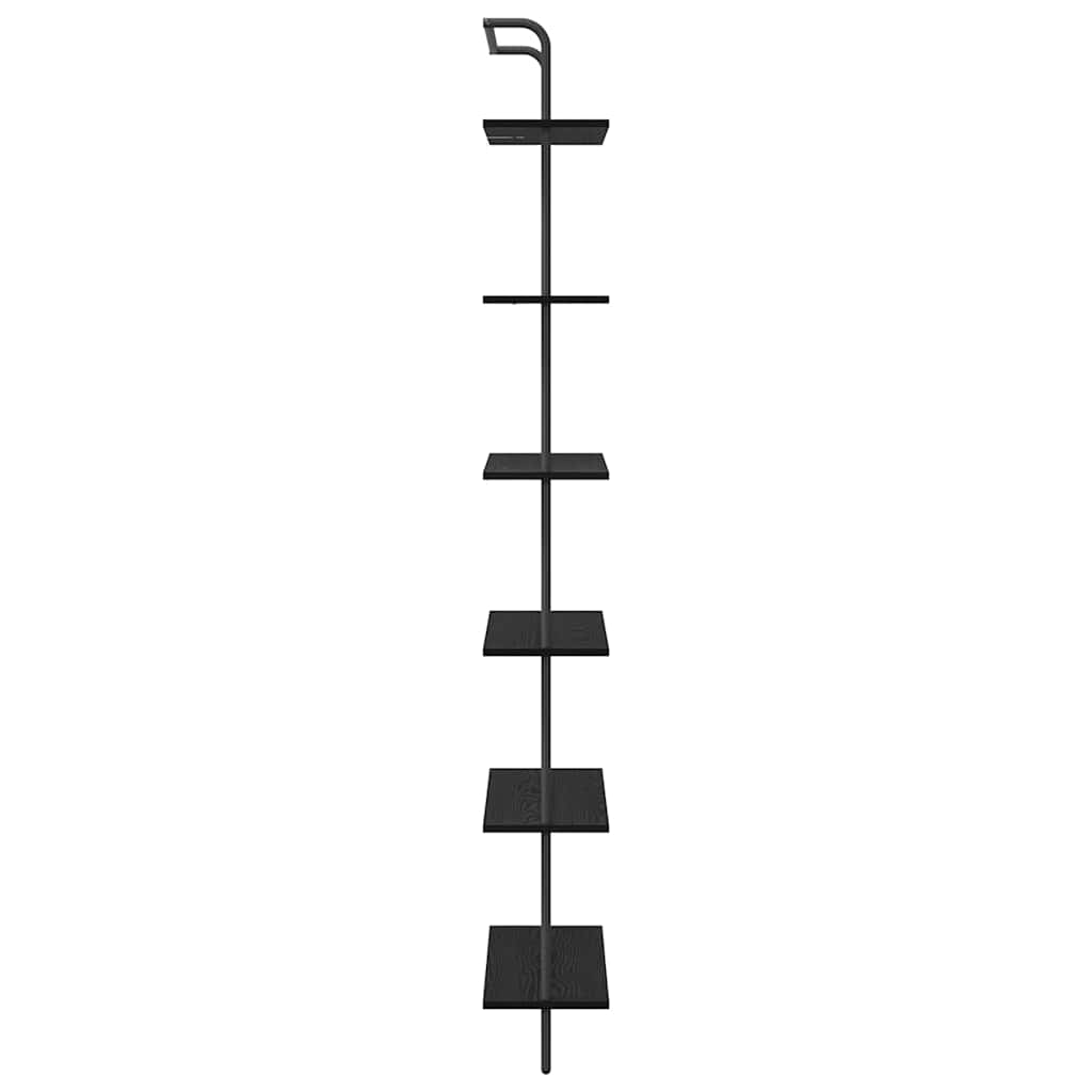 Bogreol 6 niveauer 60 x 24 x 203 cm Konstrueret træ Sort eg