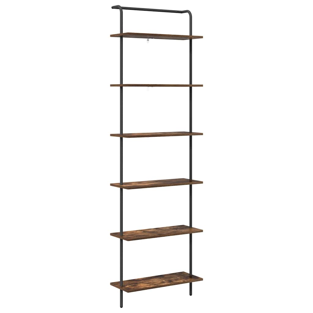 Bogreol 6 niveauer 60 x 24 x 203 cm Konstrueret træ Røget eg
