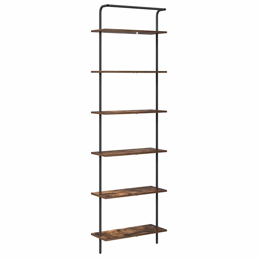Bogreol 6 niveauer 60 x 24 x 203 cm Konstrueret træ Røget eg