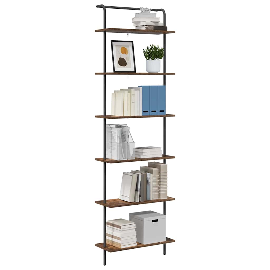 Bogreol 6 niveauer 60 x 24 x 203 cm Konstrueret træ Røget eg