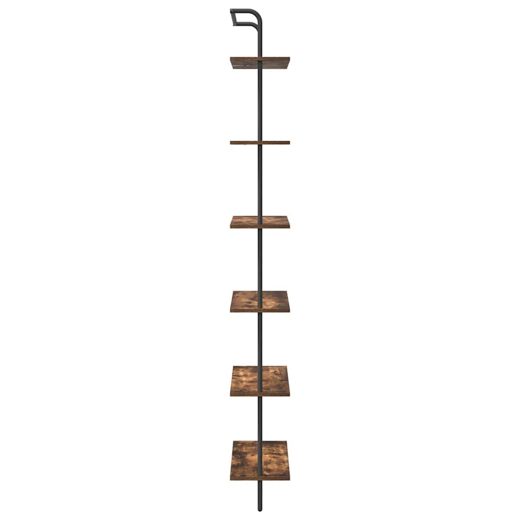 Bogreol 6 niveauer 60 x 24 x 203 cm Konstrueret træ Røget eg