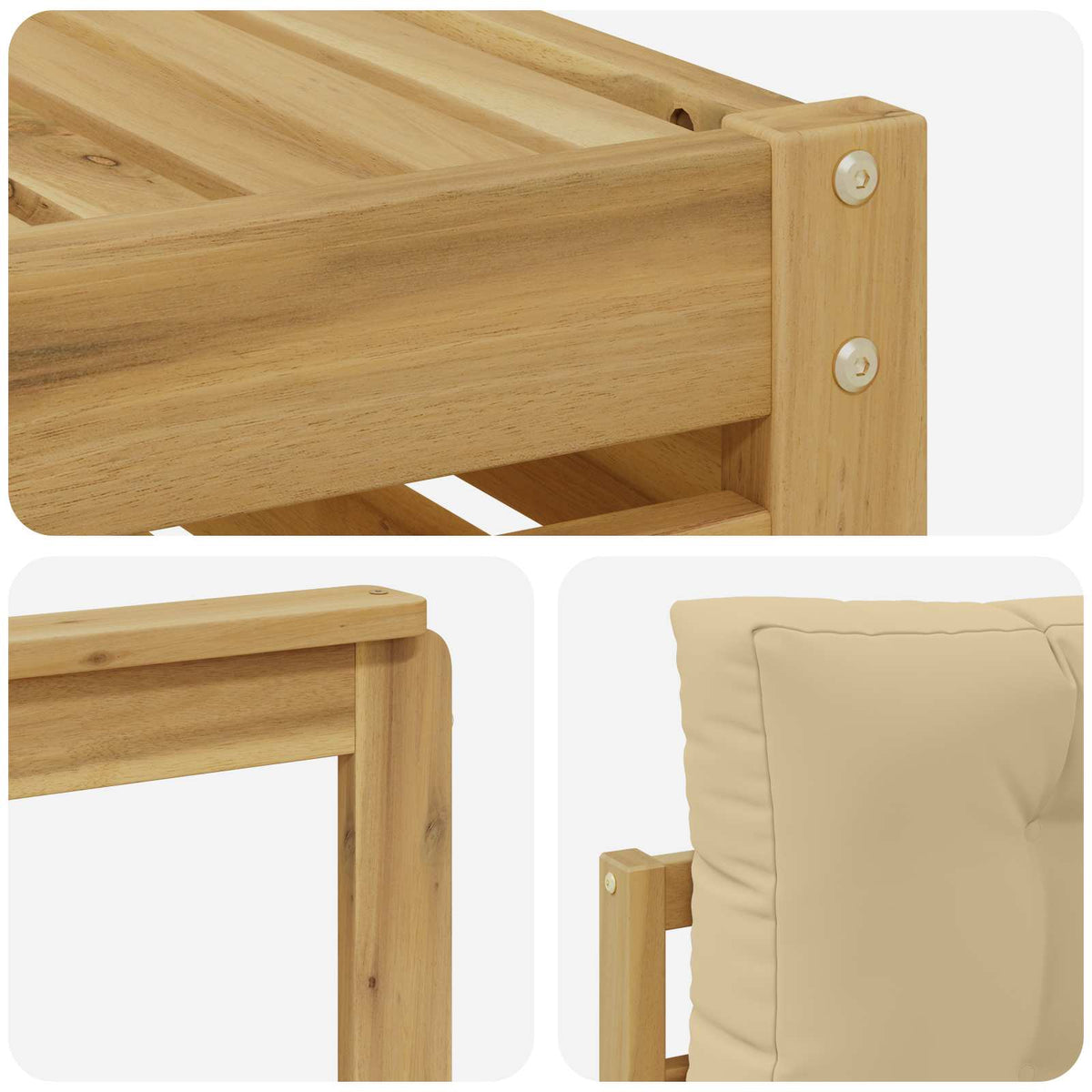 Udendørs sofagruppe 4 stk. Hvid og Beige Polyester