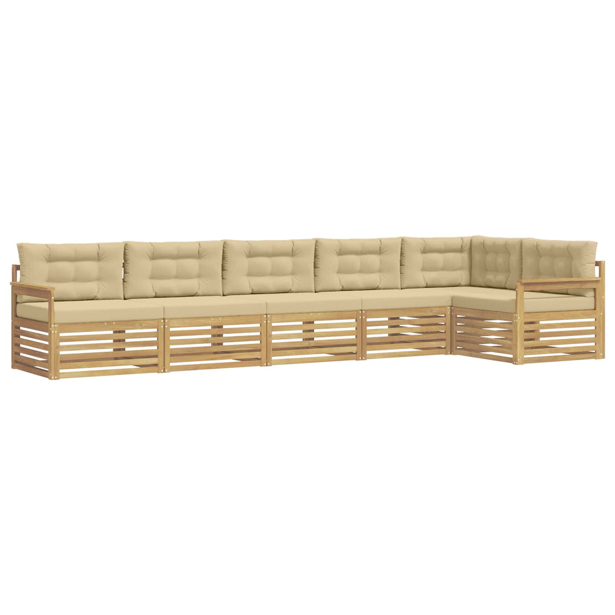 Udendørs sofagruppe 6 stk. Hvid og Beige Polyester