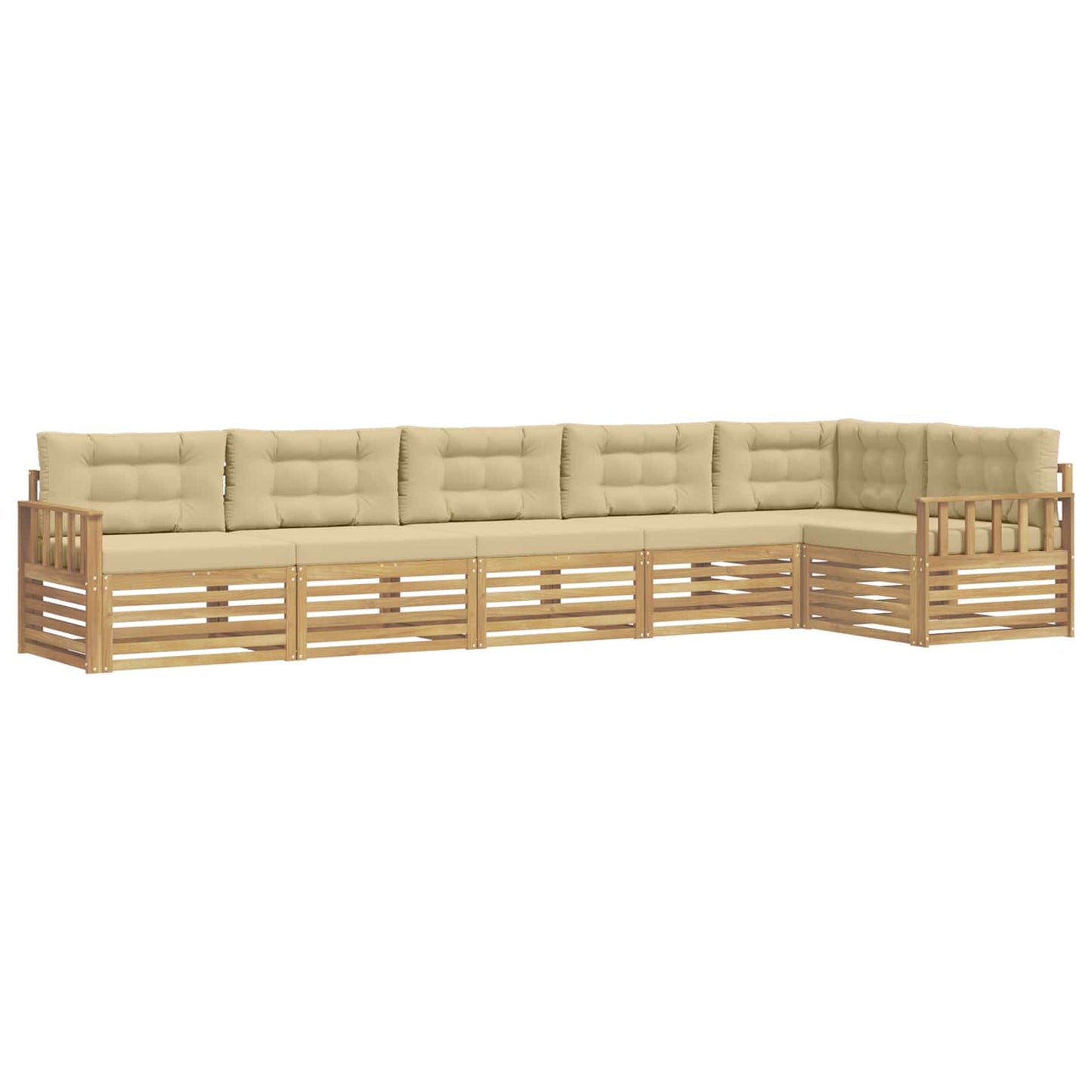 Udendørs sofagruppe 6 stk. Hvid og Beige Polyester