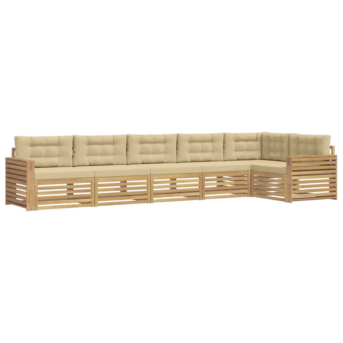 Udendørs sofagruppe 6 stk. Hvid og Beige Polyester