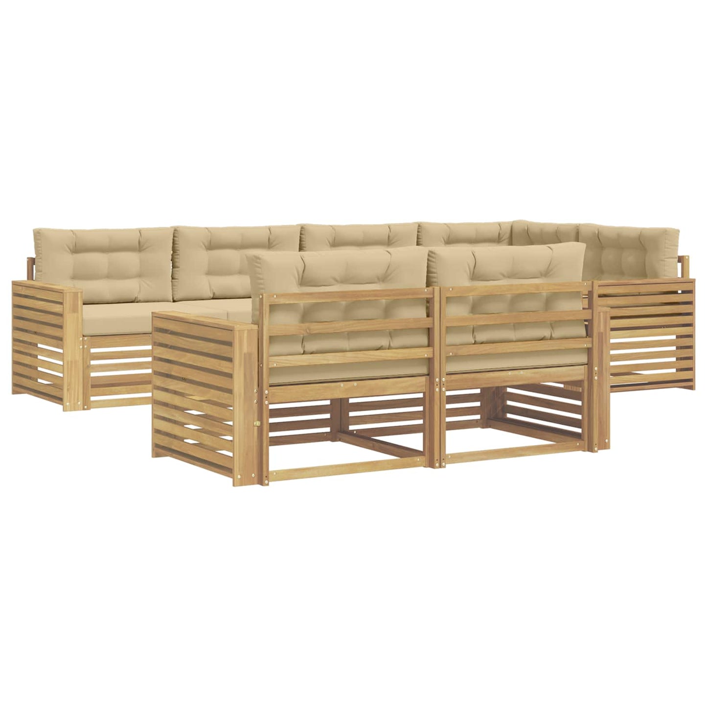 Udendørs sofagruppe 7 stk. Hvid og Beige Polyester