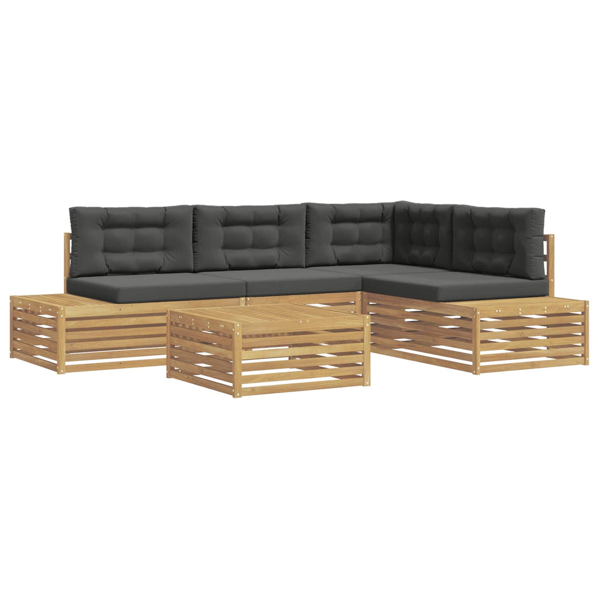 6 stk. Udendørs sofagruppe Polyester Hvid