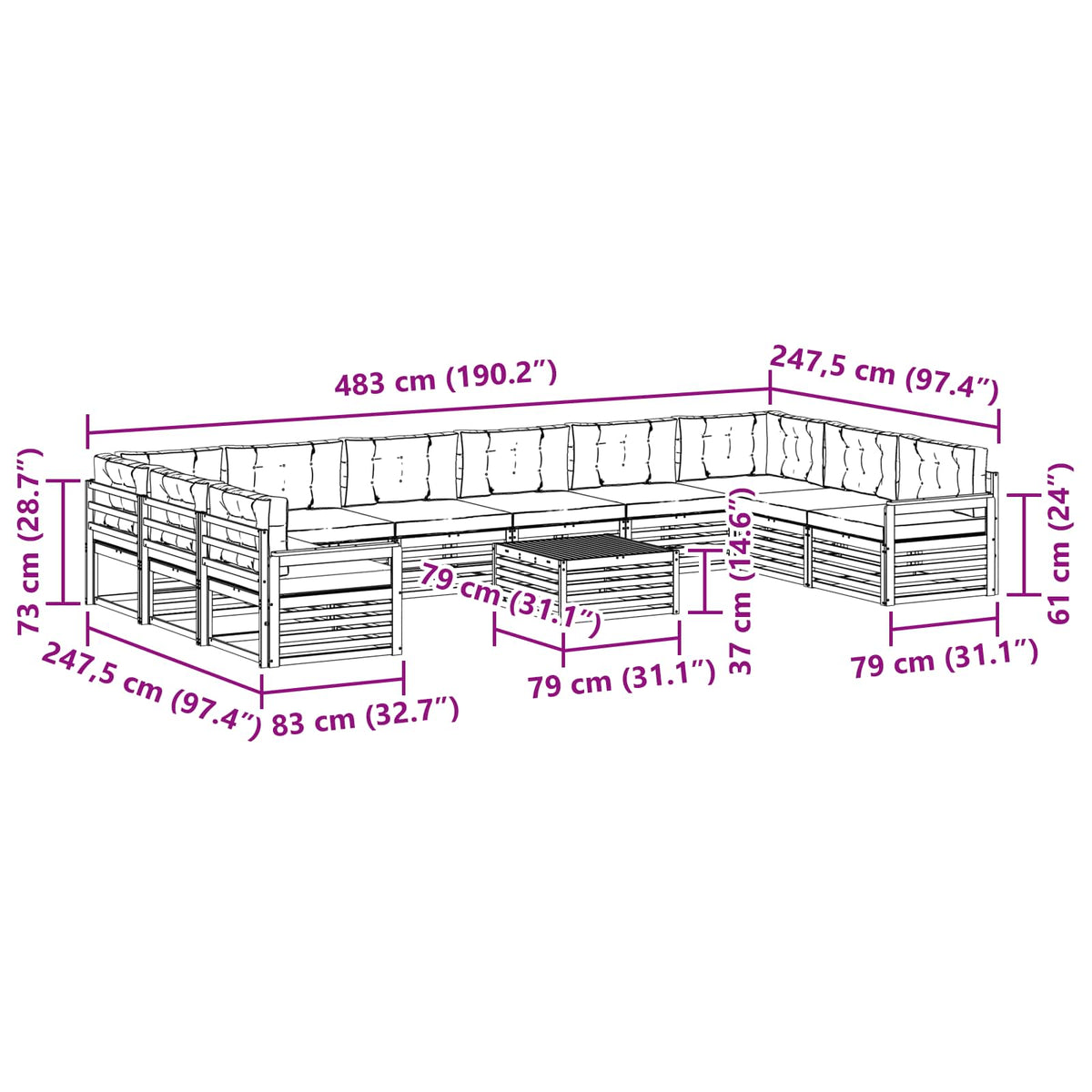 Sofasæt 11 stk.