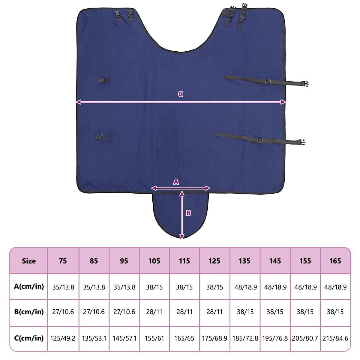 Hestetæppe Fuldt Marineblå 135 cm Polyester