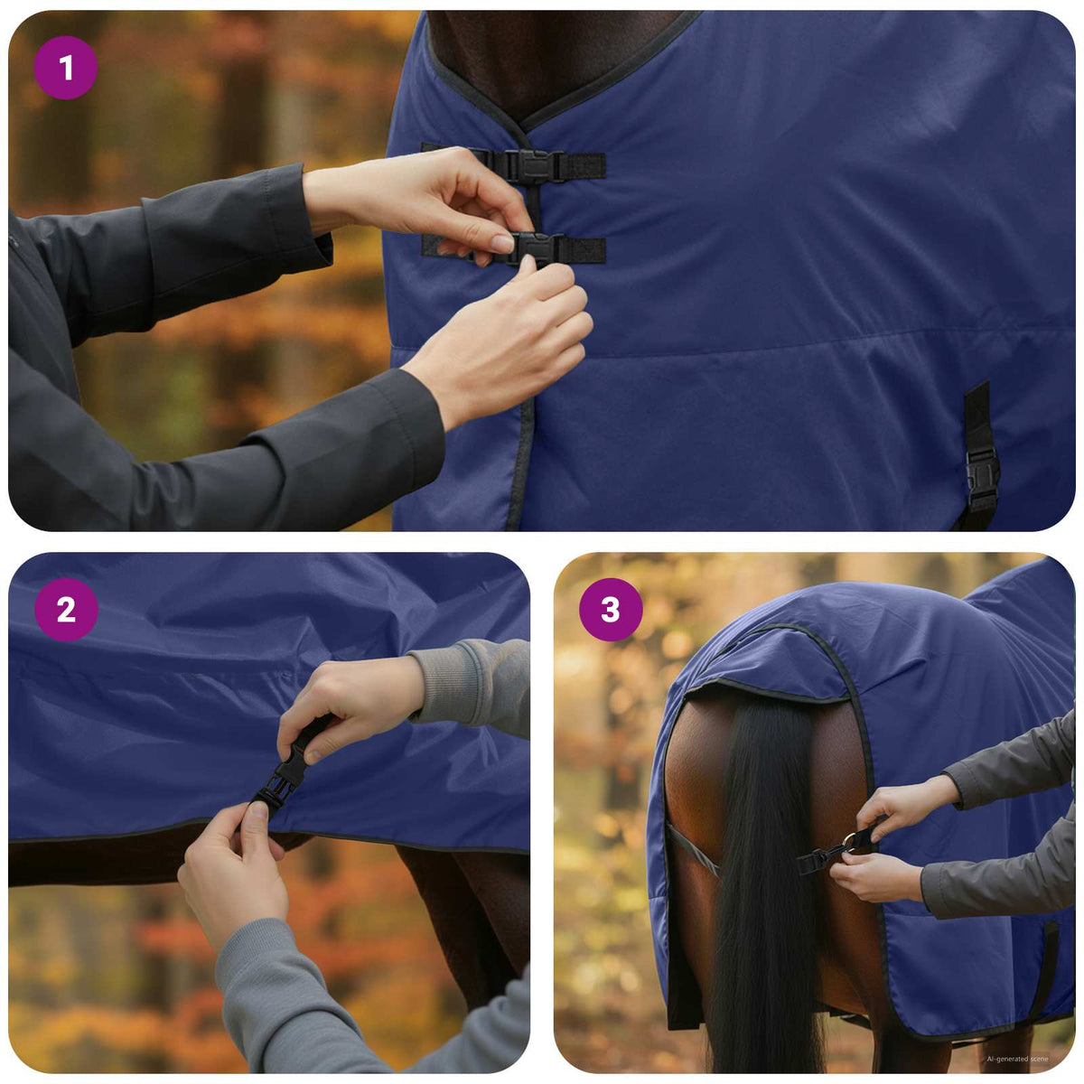 Hestetæppe Fuldt Marineblå 155 cm Polyester