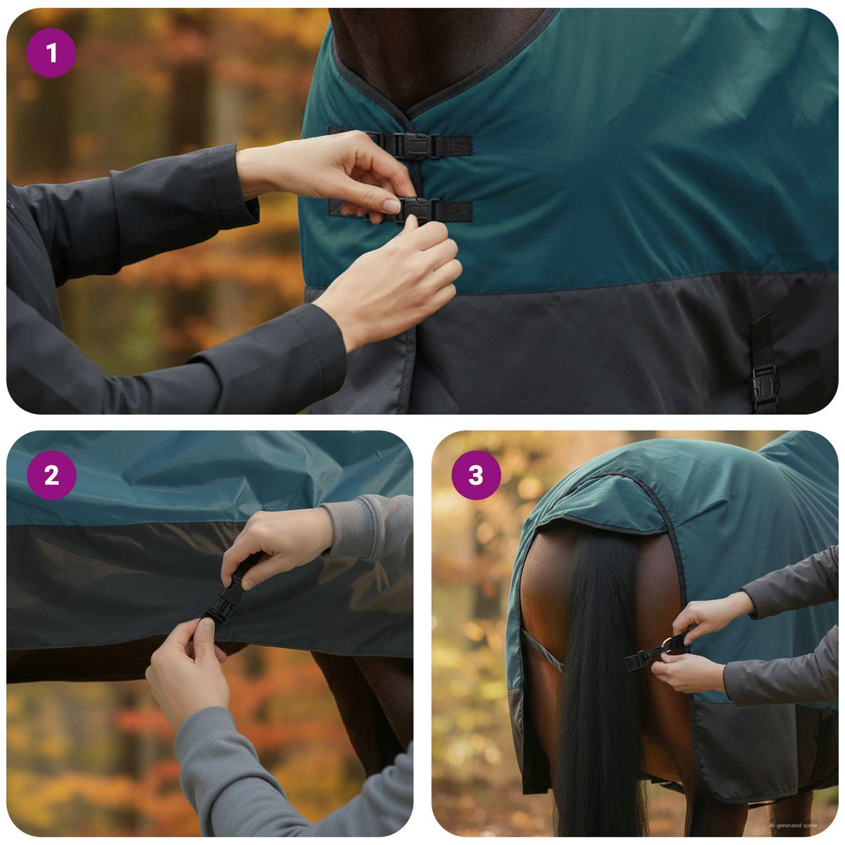 Hestetæppe Mørk Grøn og Sort 115 cm Polyester